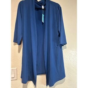 YSYOKOW Womens Blue Open‎ Front Cardigan 3/4 Sleeve Rayon Stretch Size XL NWT